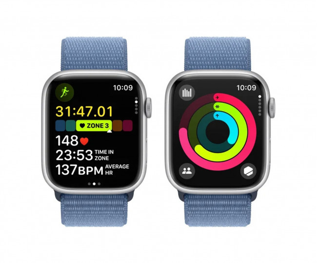 Apple Watch Series 9 GPS 45mm Silver Aluminum Case w. Winter Blue S. Loop (MR9F3) б/в